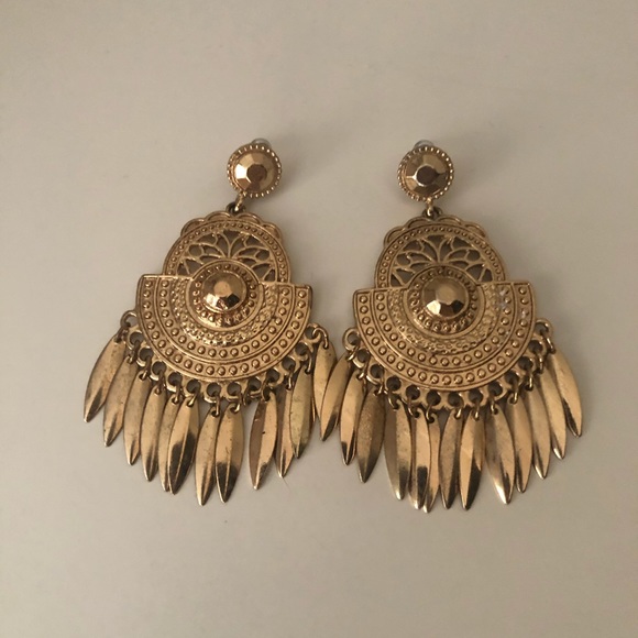 Boho hippie dangly gold earrings - Picture 1 of 1